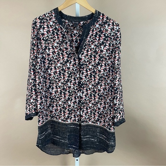 Nic + Zoe Size Medium Toucan Bird Print Flowy Tunic V Neck Spring Summer Boho - Picture 1 of 8